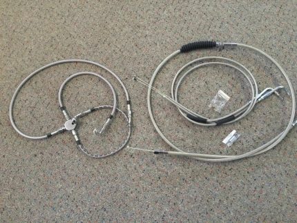 HARLEY ROAD GLIDE ROAD KING 96-07 APE HANGER 16-18" CABLE KIT BRAIDED STAINLESS